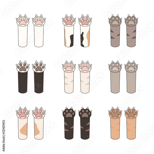 Collection hand drawn cute cats paws. Perfect for scrapbooking, greeting card, poster, sticker kit.