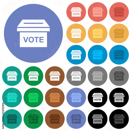 Ballot box solid round flat multi colored icons