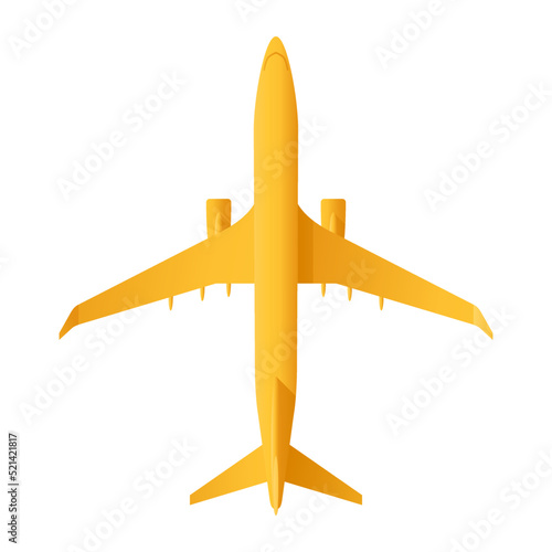 3D Airplane in top view and yellow color