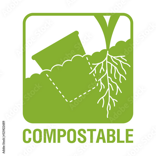 Compostable paper cup sticker for used dishes