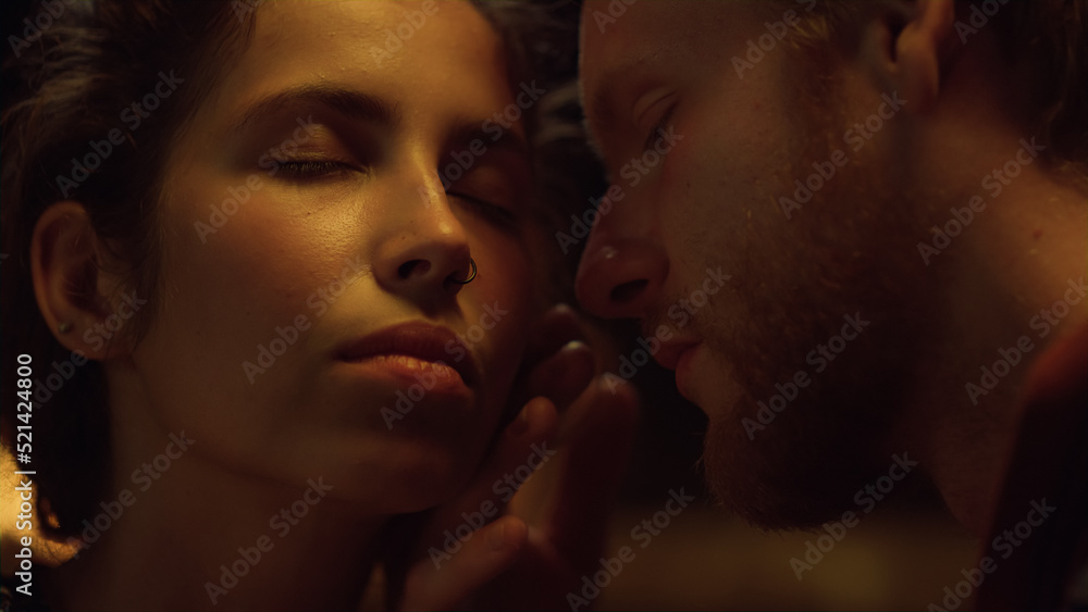 Closeup sexy lovers rest in bedroom. Boyfriend girlfriend enjoy romantic date. Closeup sexy lovers rest in bedroom. Boyfriend girlfriend enjoy romantic date.
