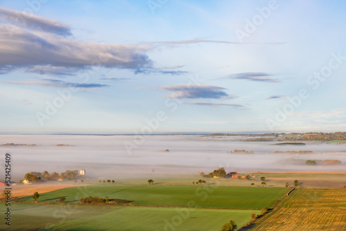 Misty landscape view at the countryside