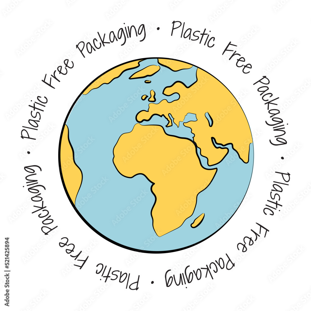 Plastic free packaging circular vector label stamp. Round logo