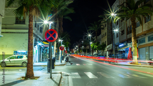 Al Hoceima, Morocco - 15 January 2022 : Streets of Al Hoceima city by night in Morocco photo