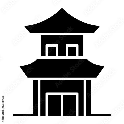 Chinese House Line Icon