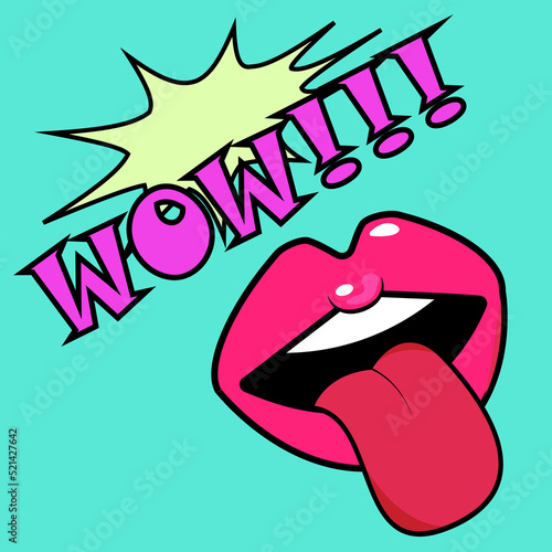 female mouth with tongue vector illustration