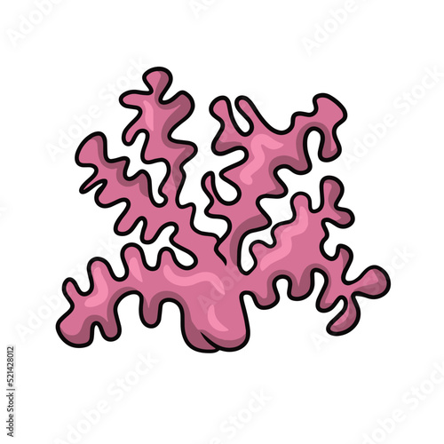 A sprig of pink coral, inhabitants of the tropical sea, vector illustration in cartoon style