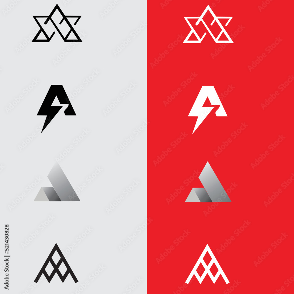 Letter mark A logo design set template Letter mark A logo design set template