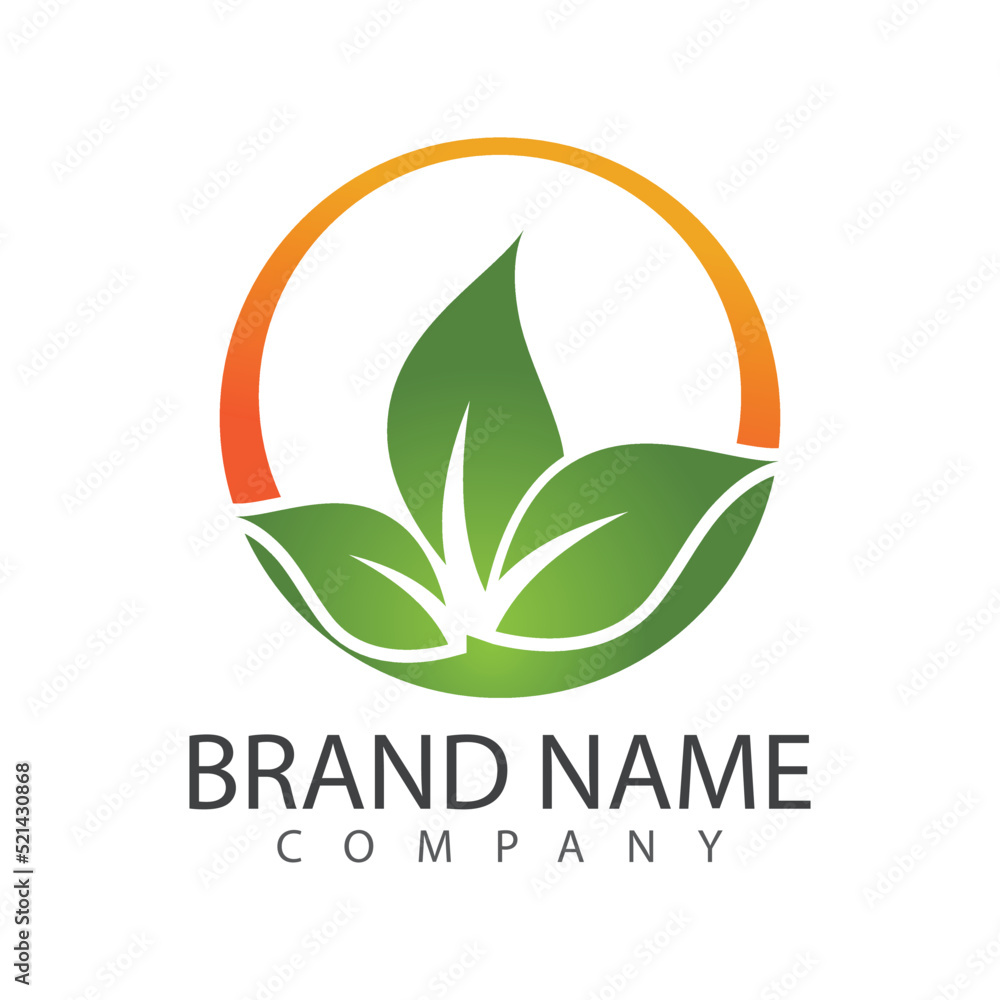 Green leaf illustration nature logo design Green leaf illustration nature logo design