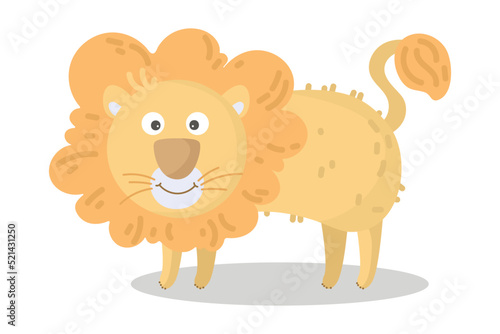 Vector cartoon Lion. African animal. funny kind lion. Funny cute charater. Adorable little african animal for fashion print, kids wear, nursery, poster, invitation, greeting card design