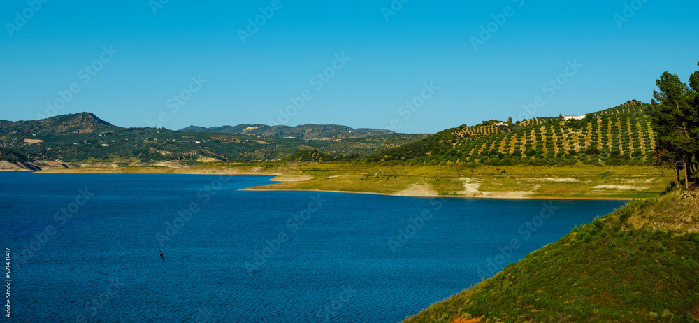 the Iznajar reservoir, in Spain, banner format