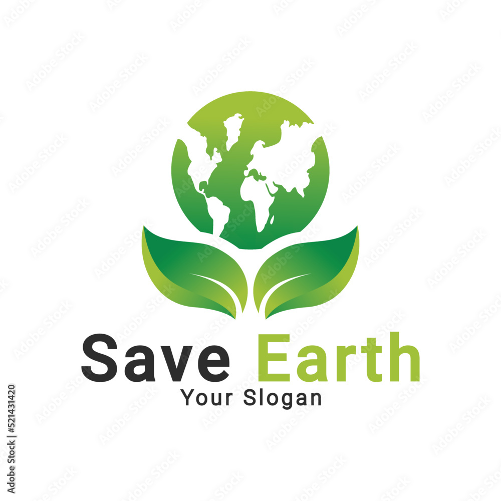 Save earth logo, save ecology nature logo template