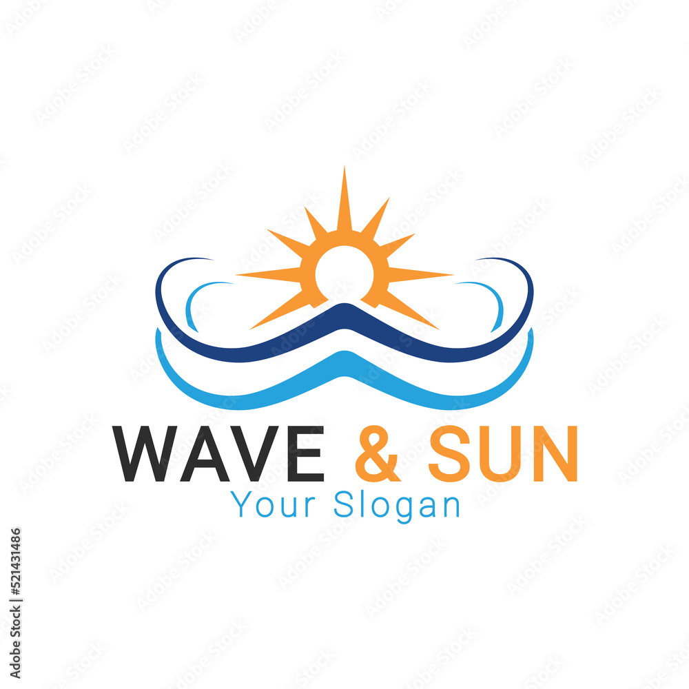 Wave Sun Logo, Sun and sea logo, Sunset Logo template