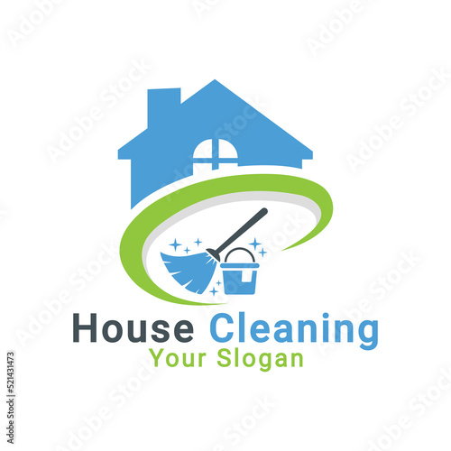 House cleaning logo, Cleaning service logo, House wash logo template
