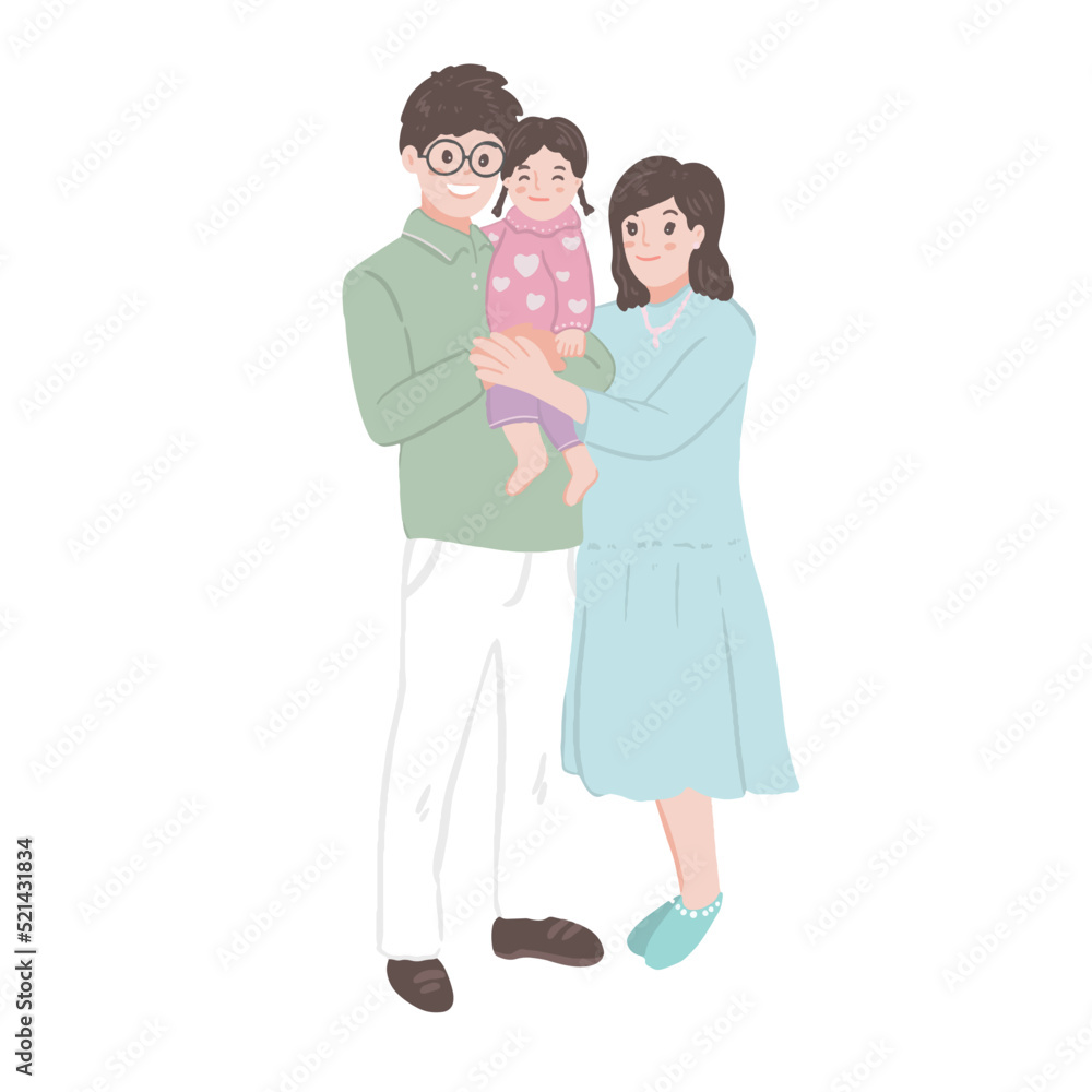 Happy family, dad, mom and kid Happy family, dad, mom and kid