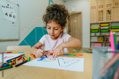 English lesson at elementary school or kindergarten photo