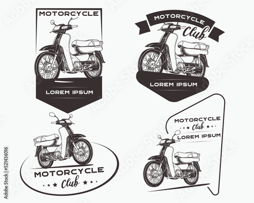 vintage motorcycle club logo set
