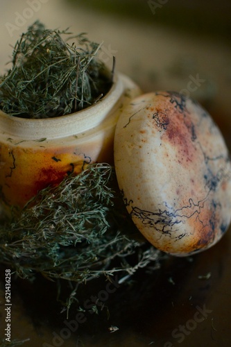 Ceramic pot with herbs