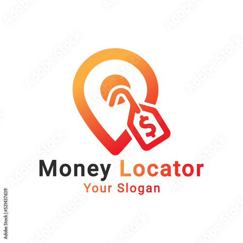 Money Locator logo, Finance Location logo, Money Changer Logo, Bank atm location logo, Money and pin logo, Money Point Logo Template