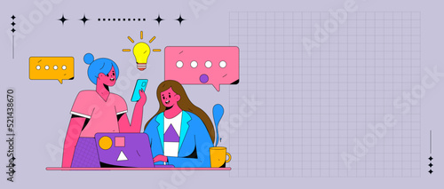 Internet workers collaborating with each other vector concept illustration
