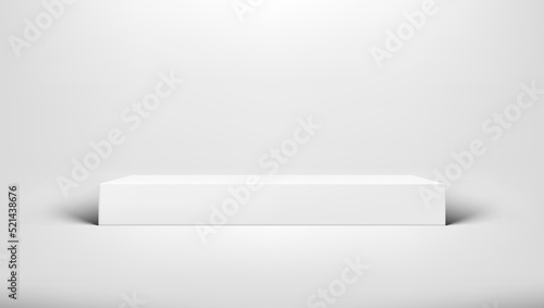 3D White Minimal Rectangular Podium With Shadow