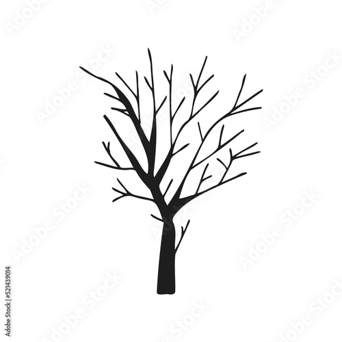 Halloween 2022 - October 31. A traditional holiday, the eve of All Saints Day, All Hallows Eve. Trick or treat. Vector illustration in hand-drawn doodle style. A scary creepy tree.