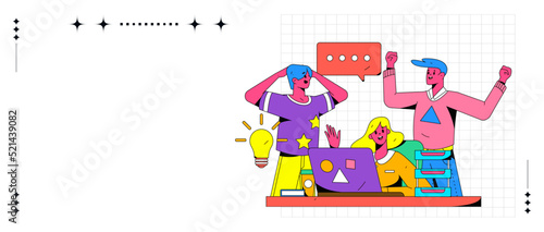 Internet workers collaborating with each other vector concept illustration
