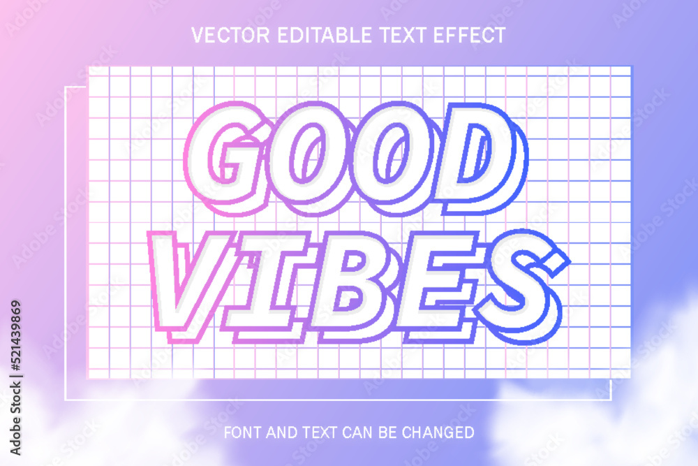 good vibes font typography 3d editable text effect style lettering template cartoon style background wallpaper poster banner
