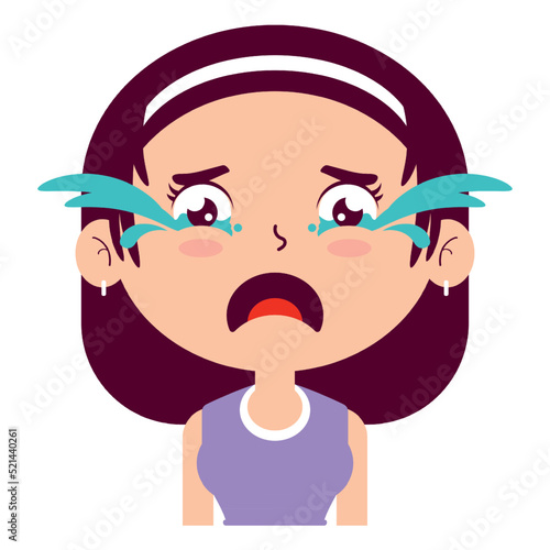 girl crying face cartoon cute