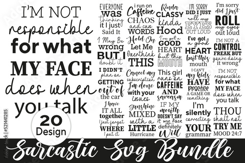 Huge funny sarcastic quotes SVG cut files typography design bundle