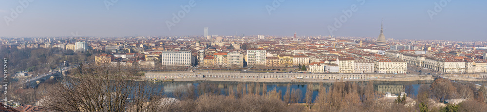 Panorama of the city  center and the Po River, Turin