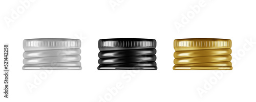 3D Realistic Metal Screw Cap For Bottle Set