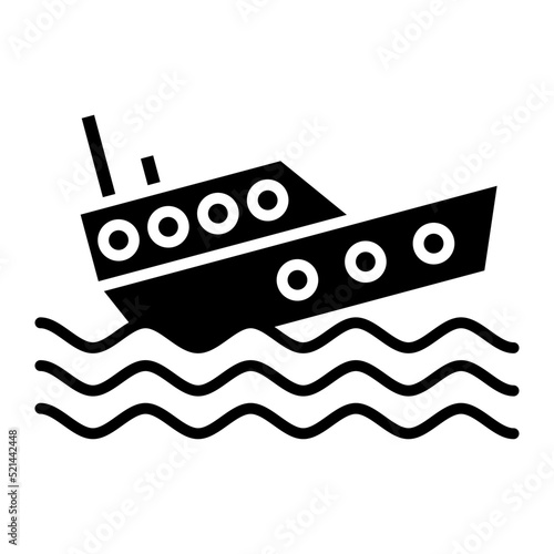 Boat Sink Line Icon