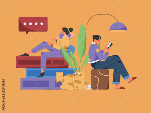Seriously study character flat vector concept operation illustration
