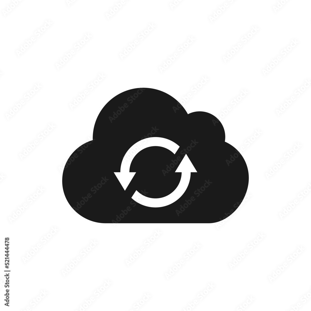 Cloud sync icon flat style isolated on white background. Vector illustration Cloud sync icon flat style isolated on white background. Vector illustration