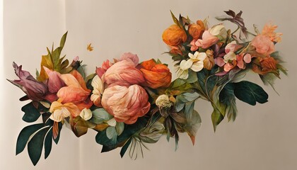 Papier peint photo Magasin de fleurs Motif tropical aquarelle fleurs estivales  © Zaleman