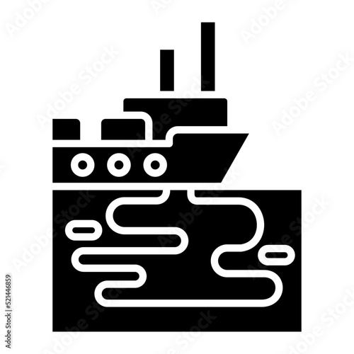 Ocean Oil Spill Line Icon