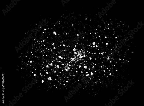 A scattering of crystals of sugar or salt. Realistic vector illustration isolated on transparent background.
