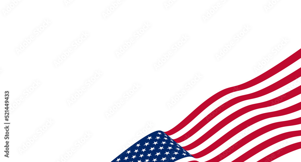 Waving Flag USA, Ribbon - Vector illustration. Vector American Flag on White Isolated Background Waving Flag USA, Ribbon - Vector illustration. Vector American Flag on White Isolated Background