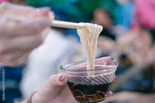Japanese traditional noodle, somen noodle. photo