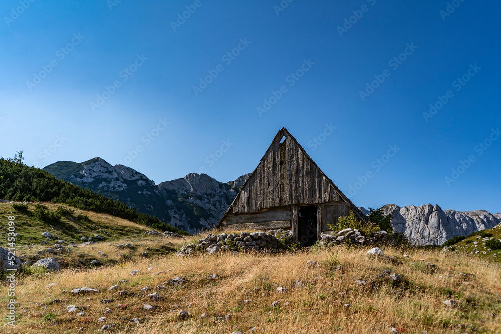wooden hut in durmitor mountain range