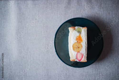 Fruit sandwich ,colorful dessert with cross-section.