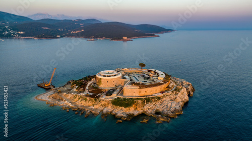 aerial view of mamula island during sunset photo