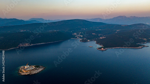 mamula island Otocic Gospa island and fortress arza on background photo
