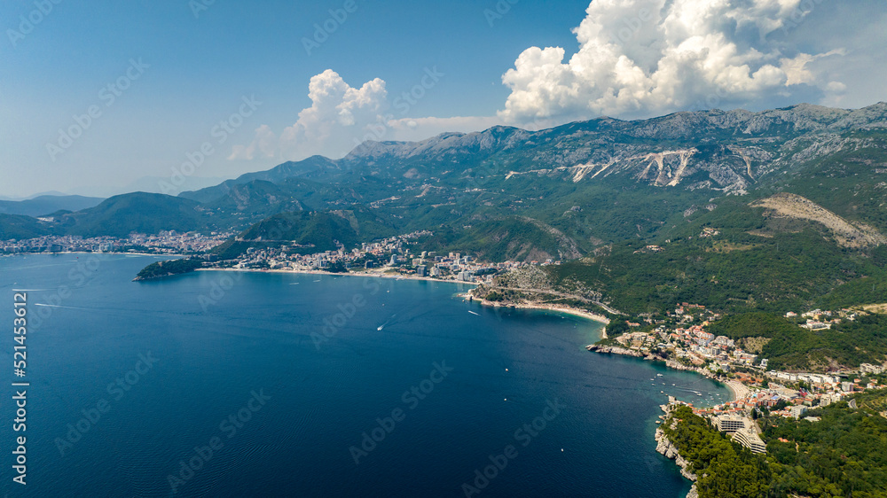 Obraz premium aerial view of sveti stefan Saint Stephen island