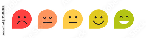 Customer feedback facial expressions and simple expressions different cartoon smile flat vector illustration.
