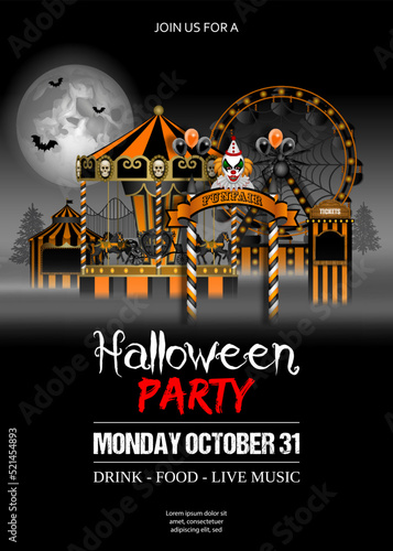 Halloween poster with horror funfair