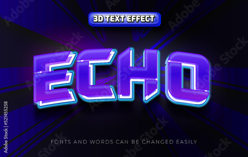 Echo 3d shinig blue editable text effect style