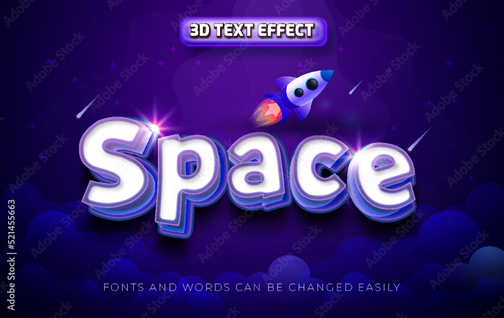Space rocket 3d editable text effect style Space rocket 3d editable text effect style