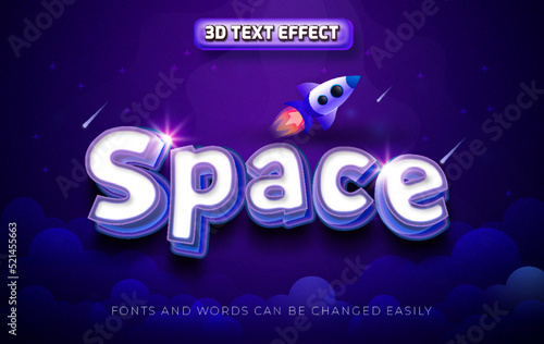 Space rocket 3d editable text effect style